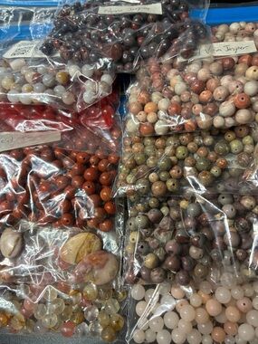 Lot of 3 pounds of Mixed Natural gemstone Beads - Earth Tone Beads